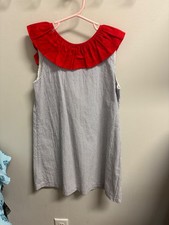 The Oaks Apparel Girls Size 8 Red White Blue Patriotic Dress w/ Bow in the Back