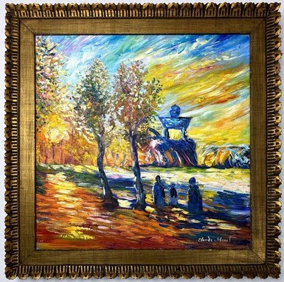 Claude Monet (Handmade) Oil On Canvas Signed & Stamped Framed Painting