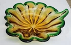 Vintage 13" Large Glass Free Form Leaf Art Glass Bowl Ashtray Italian Murano