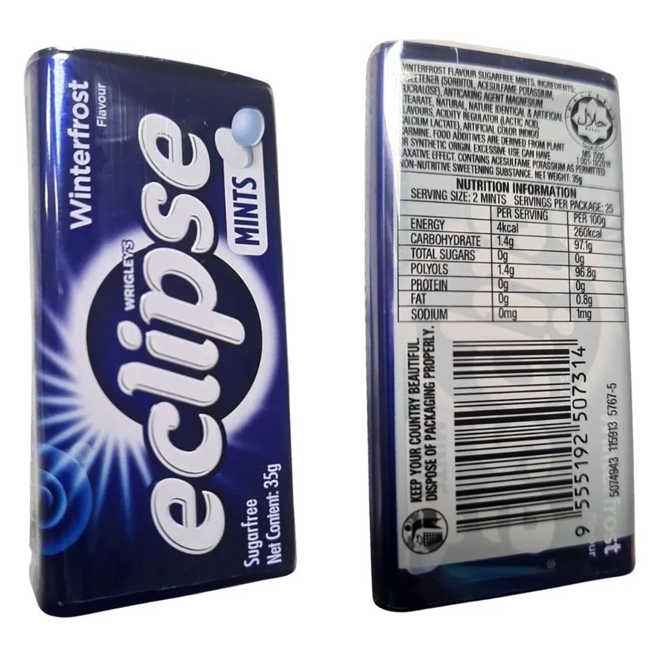 3 X Mints Wrigley's Eclipse 冬霜风味无糖糖果 35 克新鲜呼吸 — 第 3/4 张图片