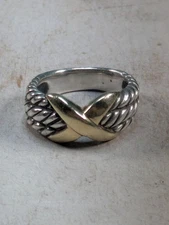 David Yurman Sterling Silver 925 14k Gold Crossover X Ring Sz 6.5 Designer (8g)