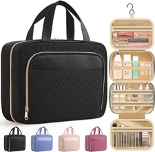 Travel Toiletry Bag for Women  Men, Waterproof Makeup Bag with Hanging Hook and