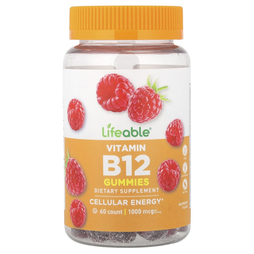 Vitamin B12 Gummies, Raspberry, 60 Gummies (500 mg per Gummy)