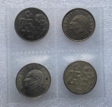 4 x Turkey 25000 Lira 25 Bin Lira 1999 1998 1997 1996