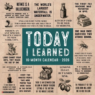 WILLOW CREEK PRESS Today I Learned 2026 12" x 12" Wall Calendar (free shipping)