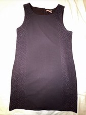 Banana Republic Sheath Dress Sz 14 Sleeveless Dark Plumb Lined Lace Side Panels
