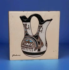 Leone Kuhne Earthtones Native American Tile Southwest Art Pottery Trivet