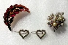 Vintage Costume Jewelry Lot of 3 Top Quality Top Fashion Brooch Set Excellent