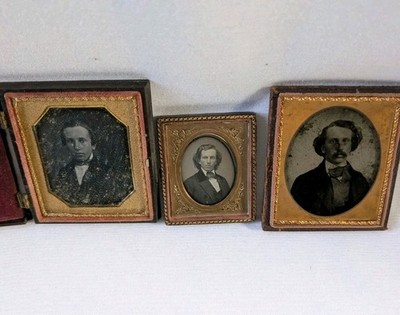 Antique Rare Photo Lot Daguerreotype Ambrotype Same Person Boy to Man Union Case