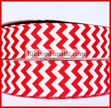 3 yds 1 1/2" 1.5 " Red and White Chevron Stripe Grosgrain Ribbon