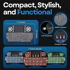 3 Color Backlit Mini i8 Wireless 2.4GHz Keyboard Remote Control Touchpad SmartTV