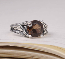 Smoky Quartz Gemstone Ring 925 Sterling Silver Ring Women Ring Engagement Ring
