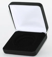 (1) Black Leatherette Model "I" Air-Tite Single Coin Holder Display Box Case