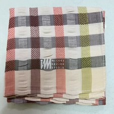 MAN HANKY JAPAN BEIGE CHECK STRIP CLASSIC COTTON VTG POCKET ART SQUARE 18   JP91