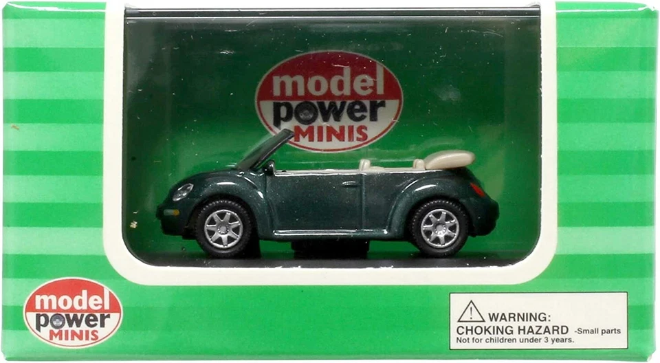 MODEL POWER VW BEETLE CABRIO 2004 VERDE MET.  SCALA 1/87 H0 - ART. 19335 - Immagine 2 di 2