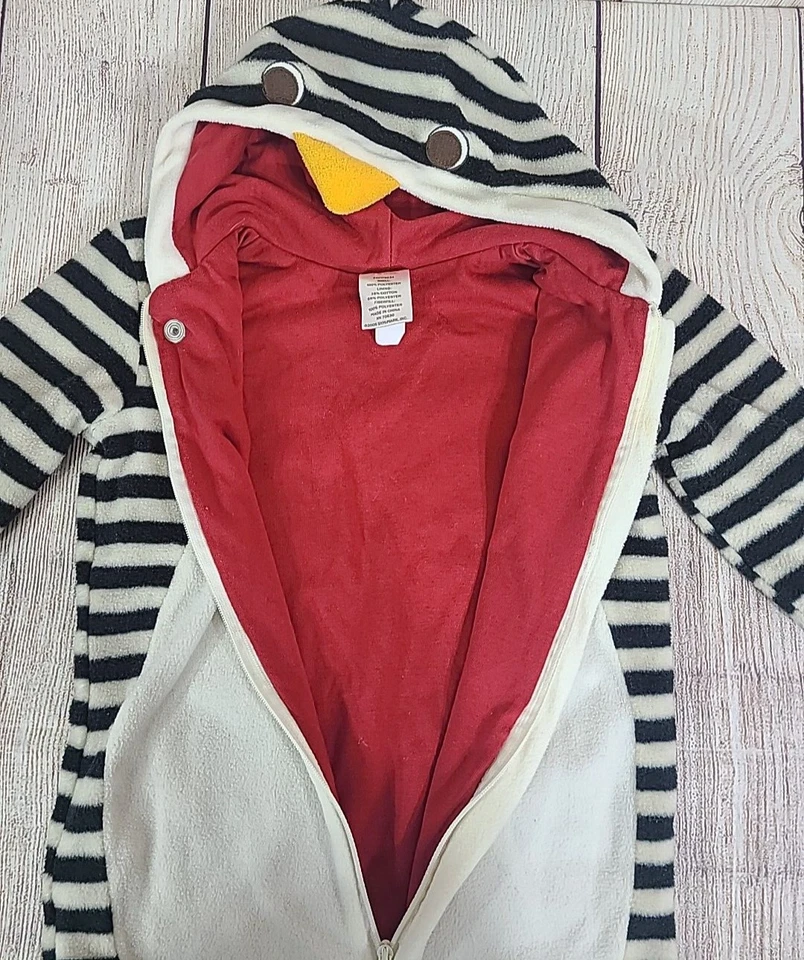 Disfraz de Pingüino Gymboree Conjunto de Una Pieza Infantil 0-6 Meses Cremallera Completa Rayas Foto 4 de 4
