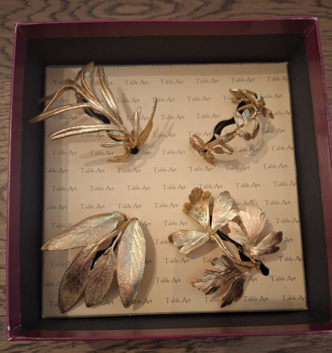 Table Art by Michael Michaud Herb Napkin Rings Boxes Set Of 4 Gold - Picture 20 of 20