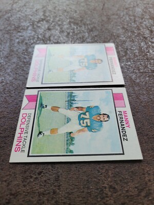 2) 1973 Topps Football Manny Fernandez #75 - Miami Dolphins Legend