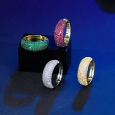 Adjuatble Pave Setting White Gold Plated Cubic Zirconia Circle Ring for Brides