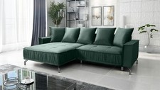 Ecksofa Schlafsofa Sofa FLORENCE Stoff Element Dunkelgrün Ottomane Links