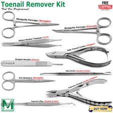 Professional Toenail Removal Kit Ingrown Cutter Nipper Podiatry Nail Surgery