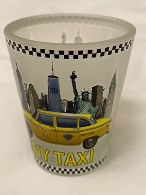 Frosted Shot Glass New York Yellow Taxi Cab Collectable Gift Souvenir Big Apple