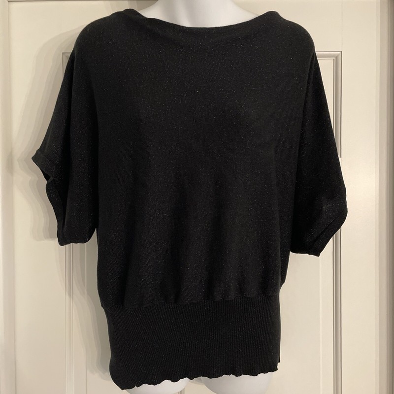 Michael Kors Silver Sparkle Knit Blouse Black Large