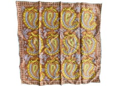Vtg Vera Paisley Scarf Orange Yellow Brown 23" Square MCM Costume Hippy