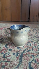 Vintage Old Primitive Stoneware Cobalt Jugtown Pottery Pitcher Creamer 3.25"