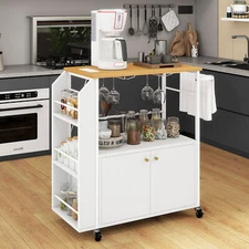 Phabules Kitchen Island Cart with Storage Drawers Rolling Serving Utility Cart