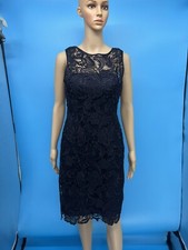 Vintage Excellent ADRIANNA PAPELL Eggplant Lace Sleeveless Dress Size: 6