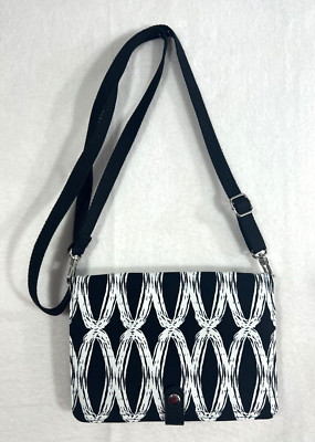 Thirty One Double Up Crossbody Purse White Black Links 234A NEW