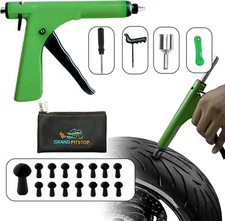 GRAND PITSTOP 21 Pcs Tubeless Tire Gun Puncture Repair Kit with Mushroom Plug fo