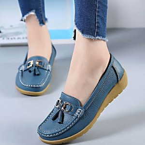 mocasines sin cordones Zapatos planos de piel auténtica para mujer mocasines sin cordones Zapatos planos de piel auténtica para mujer