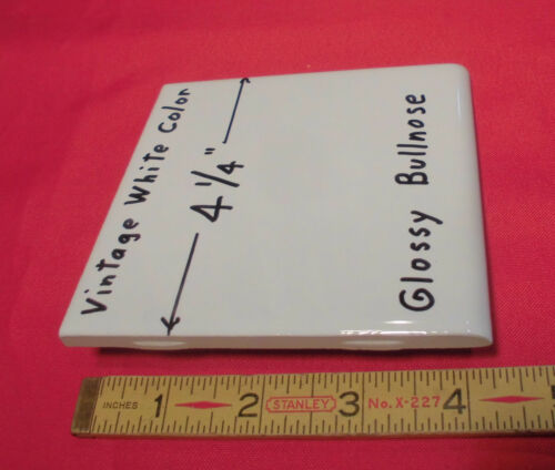 1 pz. *Vintage White* Piastrella con bordo Bullnose in ceramica lucida 4-1/4": tipo piatto, NUOVO - Foto 7 di 10