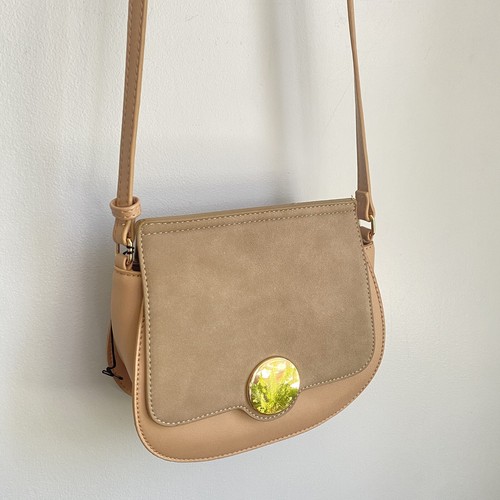 Sole Society Beige Crossbody Purse Shoulder Bag Adjustable Strap Flap Closure