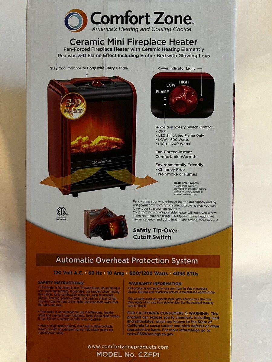Comfort Zone Mini Electric Fireplace Heater - Red - Brand New - Fast  Shipping 75877125064 | eBay