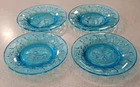 Set of 4 Vintage Tiara Exclusive Indiana Glass Blue Nursery Rhymes 6 1/2" Plates