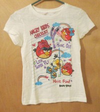 Angry Birds Girls T-Shirts White Size M 7-8 or L 10-12 NWT P 