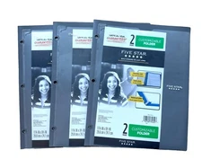 Mead Five Star Customizable 2 Pocket Plastic Folder, Pack of 3 (NEW) - Gray