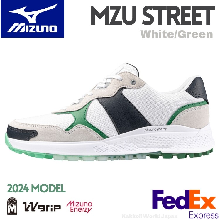 MIZUNO Golf Shoes MZU STREET White/Green 51GM2490 36 WIDE NEW 2024