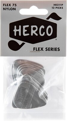 Jim Dunlop Herco HE211P Flex 75 Nylon Gitarren-Plektren Spieler-Pack - 12 x Gitarrenplektren