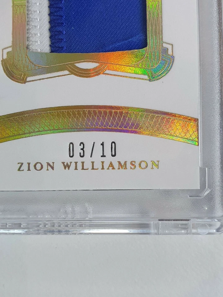 2019 Flawless Zion Williamson Rookie Patch #GOLD /10 (Two Color Game Worn) - GEM - Image 2 of 3