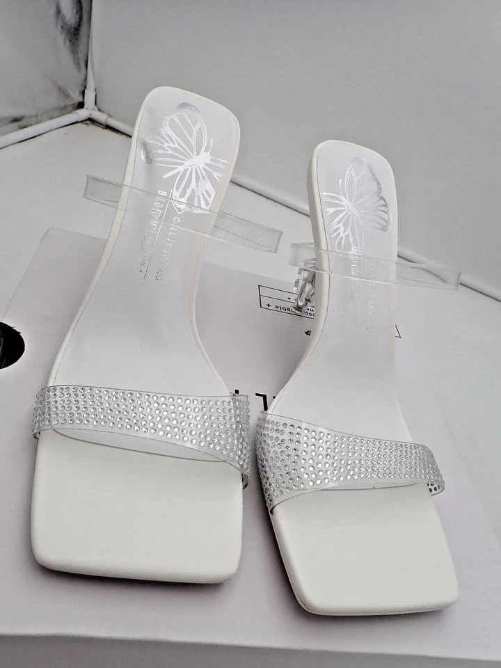 Call It Spring Women's Papillon Heeled Sandal with Buttterflies, White, Size 8.5 - Image 3 of 4