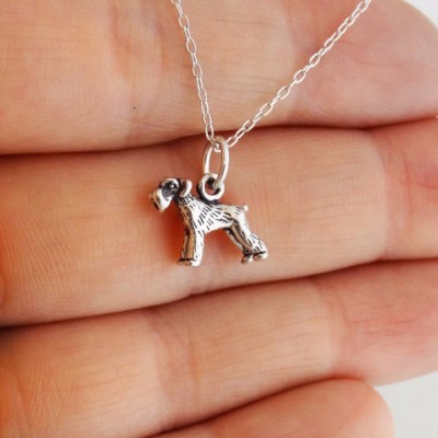 Kleine Schnauzer Hund Charm Halskette - 925 Sterling Silber - Deutsch Miniatur Geschenk