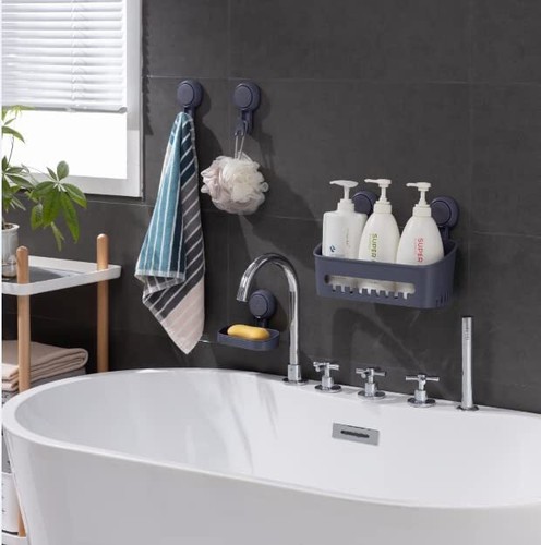 Vacuum Caddy Shower Basket No-Drilling Removable Bathroom Wall Shelf Basket - Picture 25 of 43