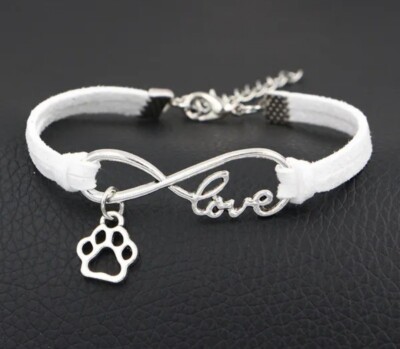 Paw Charm Infinity Leather Bracelet
