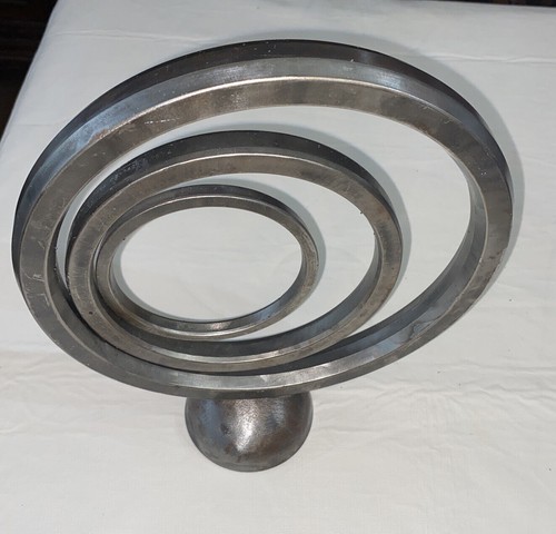 Vintage handgefertigte wilde Skulptur drei Kreise Gewichte 7,5 Pfund 11 Zoll abstrakte Kunst - Bild 5 von 15