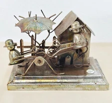 VTG Handmade Brass Music Box See Saw Teeter Totter, "It's a Small World" Works