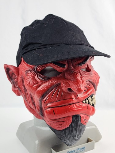 Cappello nero diavolo rosso berretto palla adulto maschera Halloween lattice testa intera regolazione - Foto 2 di 9